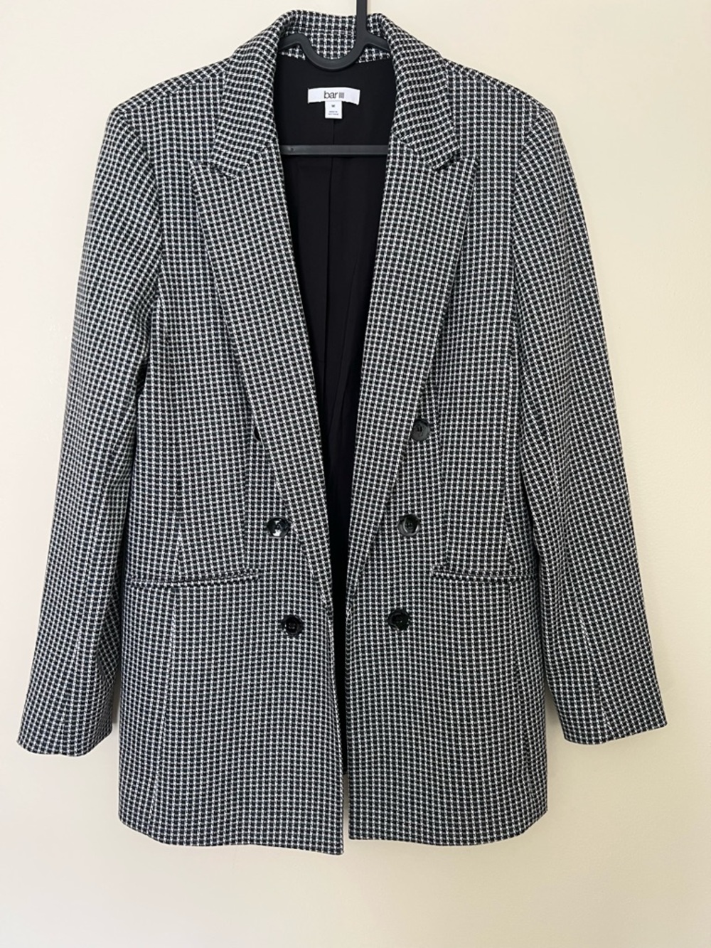 Bar III Women's Houndstooth Faux Double-Breasted Blazer Size M